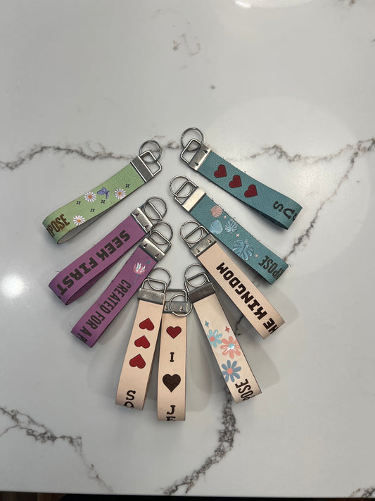 leather keychain with Christian theme