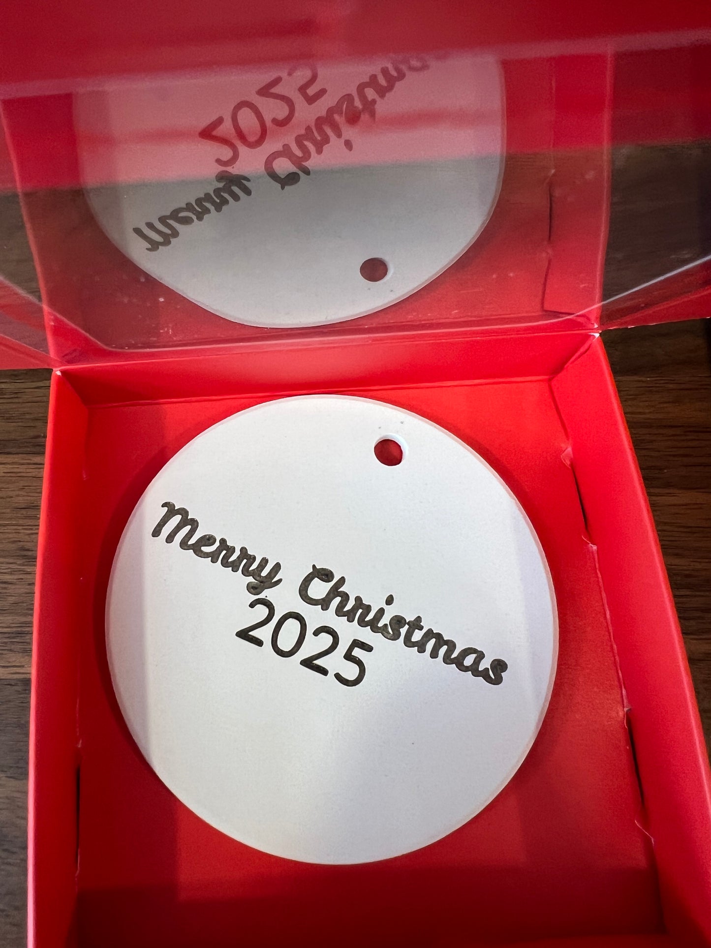 Ceramic photo Christmas ornament with 2025 charm