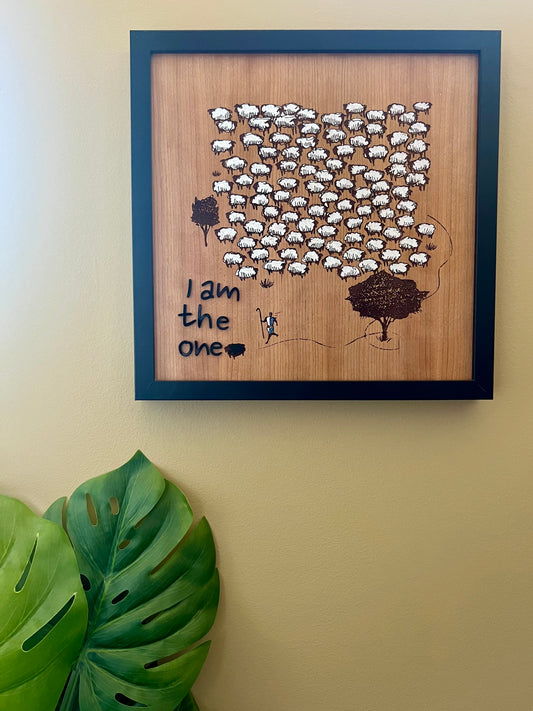 I am the one” framed picture?